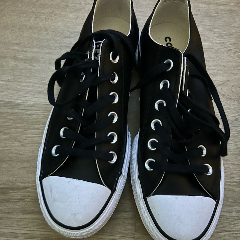 Converse Cream and Black High Tops